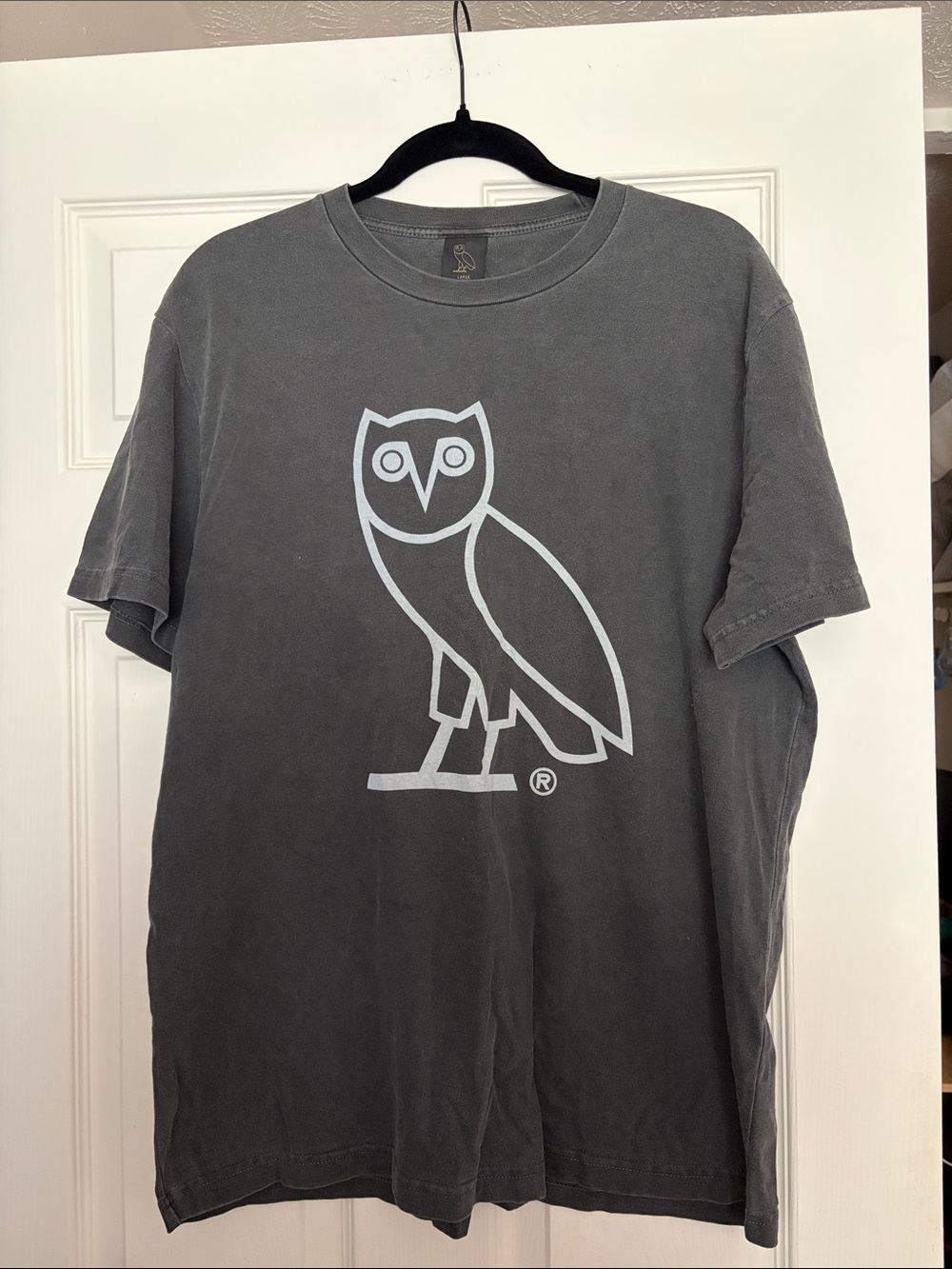 OVO Owl Logo Tee - Charcoal with Light Gray Graphic